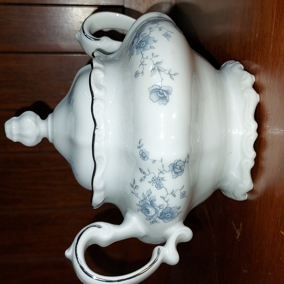 Sugar bowl with lid 💙 platinum silver band by Johann Haviland  Blue Garland - Picture 6 of 15